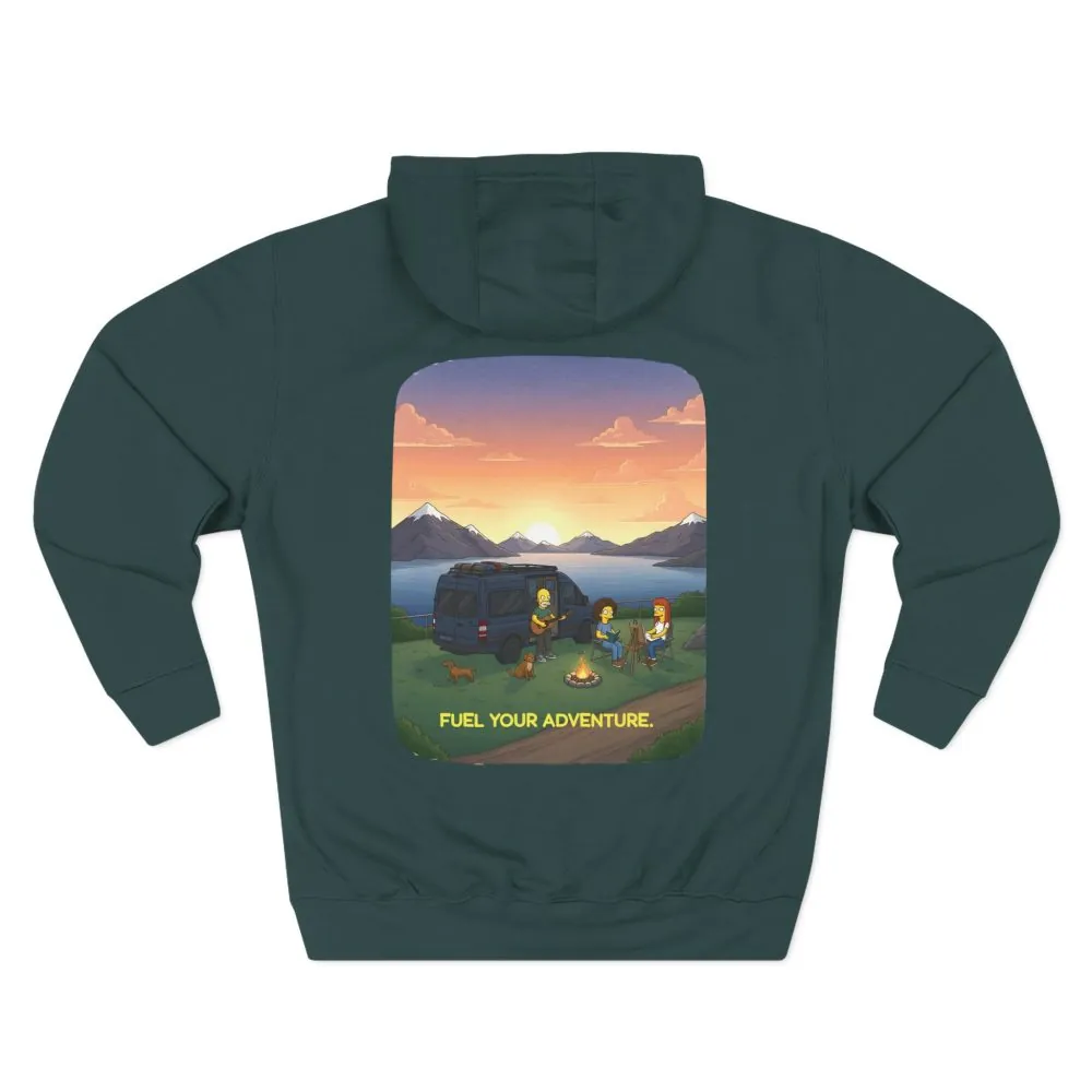 Three-Panel Fleece Hoodie - "Fuel Your Adventure" Design Sitcom-Line