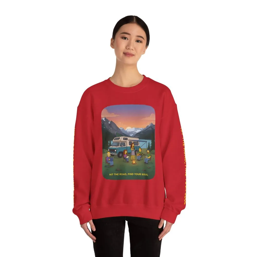 Unisex Heavy Blend™ Crewneck Sweatshirt — "Hit The Road-Find Your Soul" Design Sitcom-Line