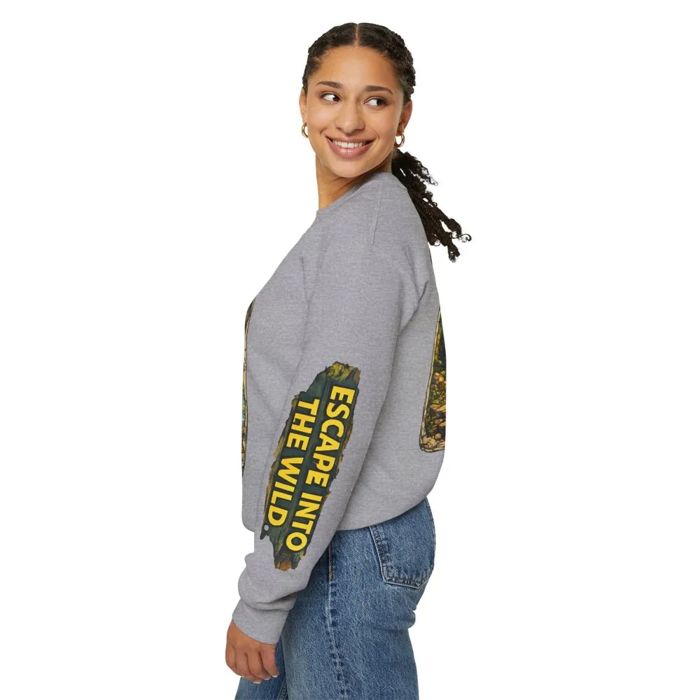 Unisex Heavy Blend™ Crewneck Sweatshirt — "Escape Into The Wild" Design Cubic-Line