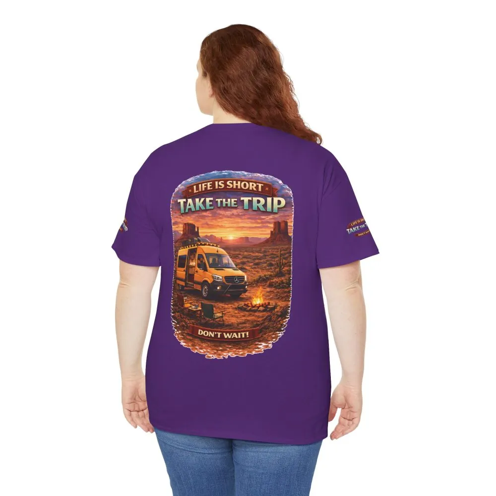 Unisex Heavy Cotton Tee — "Life Is To Short-Take The Trip" Design Scenic-Line