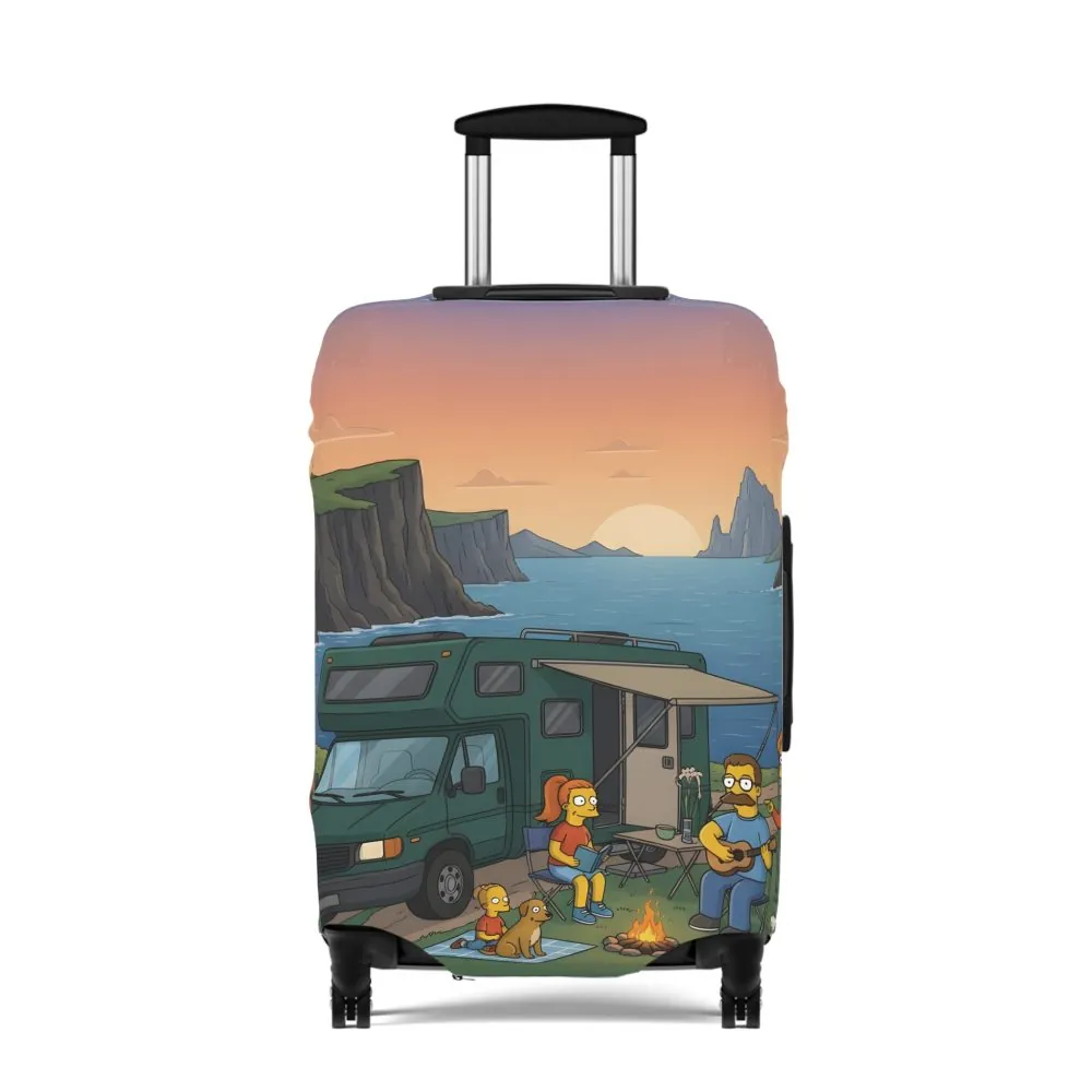 Luggage Cover — Adventure Camper Sketch Travel Suitcase(Design Sitcom-Line)