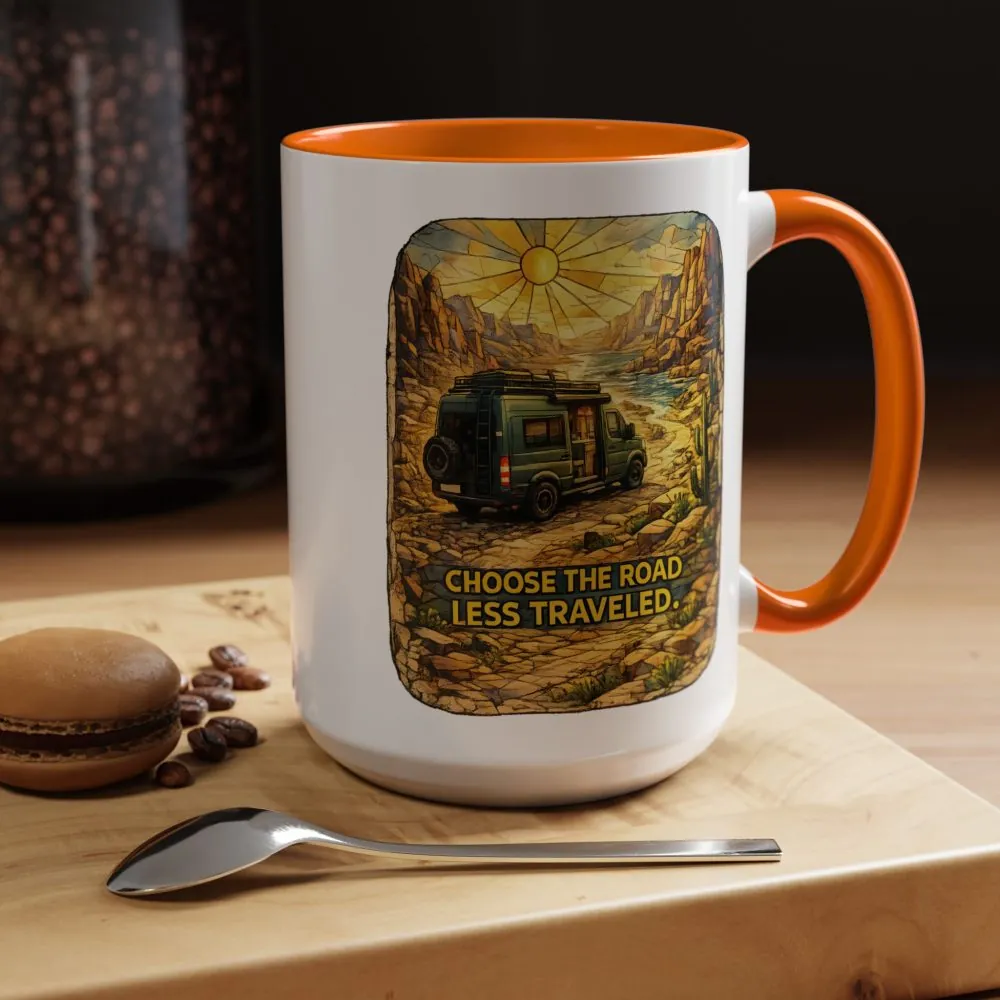 17746266496706614540_2048.jpeg Accent Coffee Mug (11, 15oz) — "Choose The Road Less Traveled" Design Cubic-Line