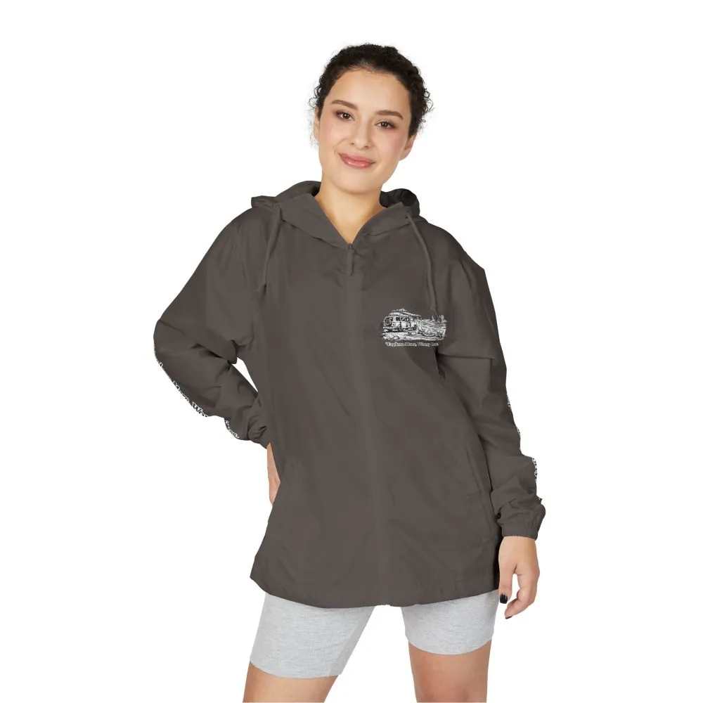 Unisex Full-Zip Windbreaker Jacket — "Explore More, Worry Less" (Design "Minimal-Line")