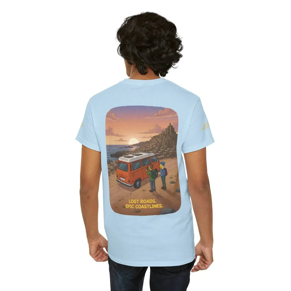 Unisex Heavy Cotton Tee — "Lost Roads Epic Coastlines" Design Sitcom-Line