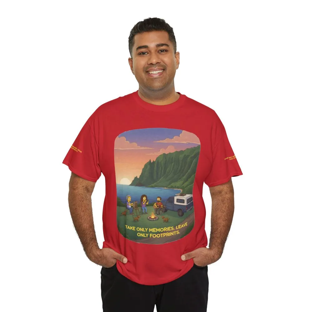 Unisex Heavy Cotton Tee — "Take Only Memories-Leave Only Footprints" Design Sitcom-Line