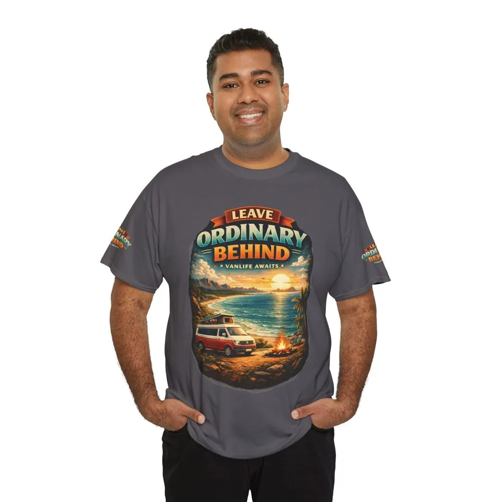 Unisex Heavy Cotton Tee — "Leave Ordinary Behind" Design Scenic-Line
