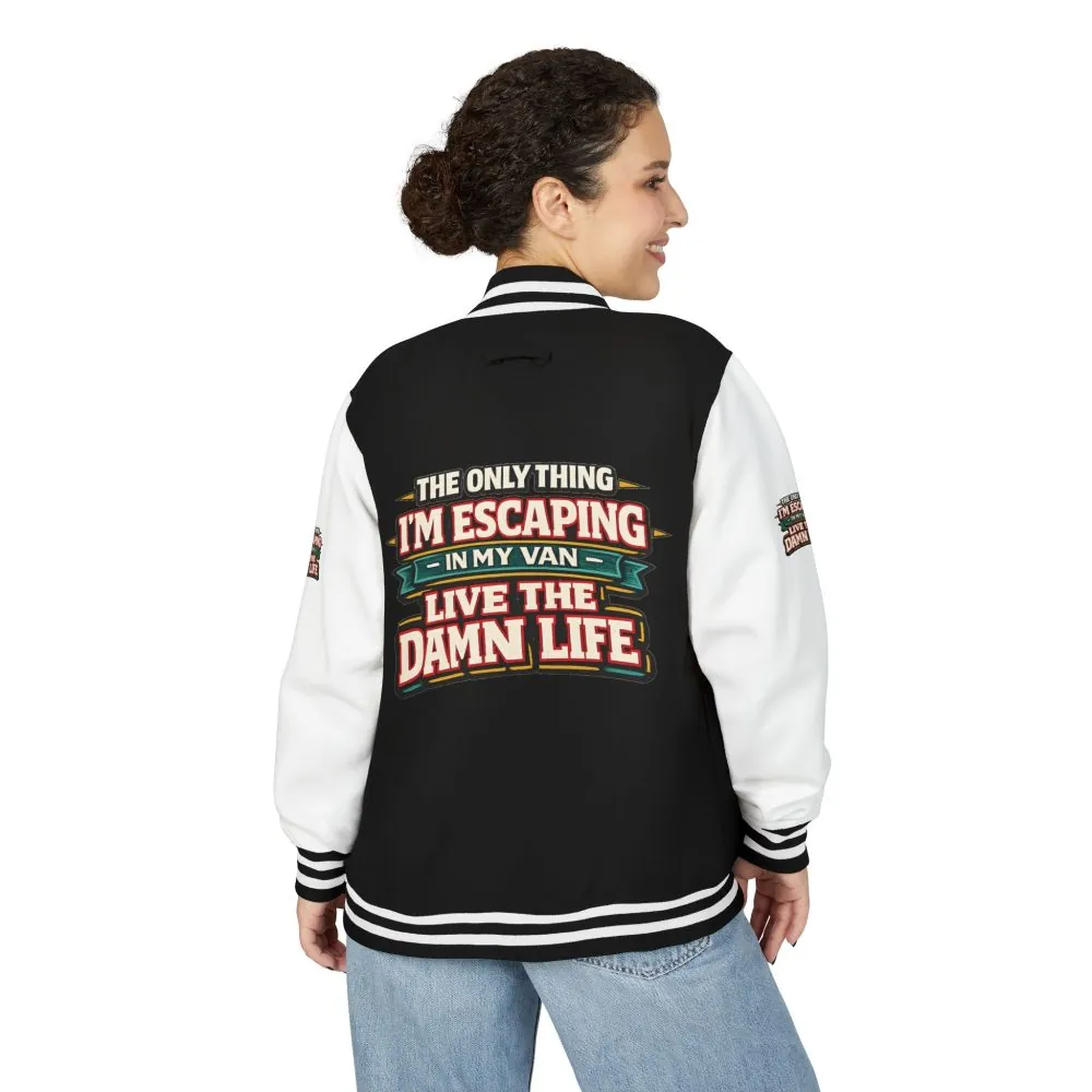 Unisex Heavyweight Letterman Jacket — "The Only Thing I´m Escaping" Design F**K-Line