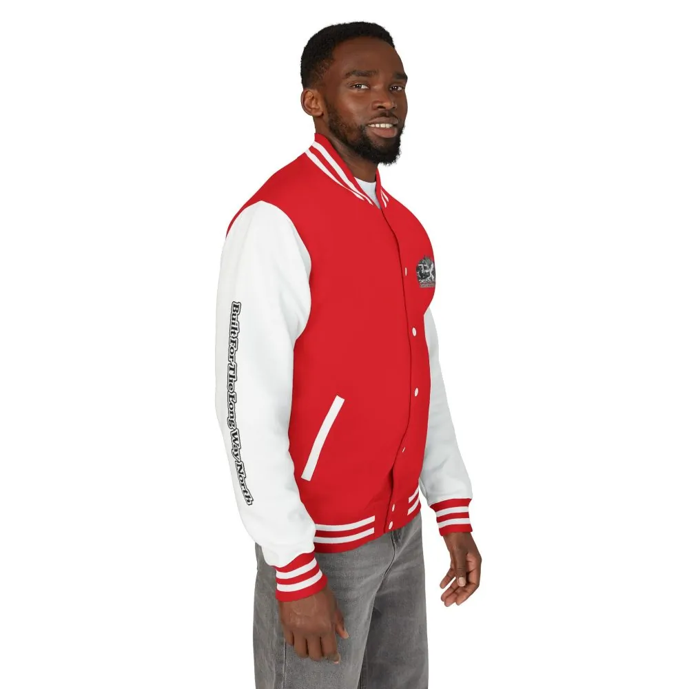 Unisex Heavyweight Letterman Jacket — "Built For The Long Way North" Travel Varsity Coat