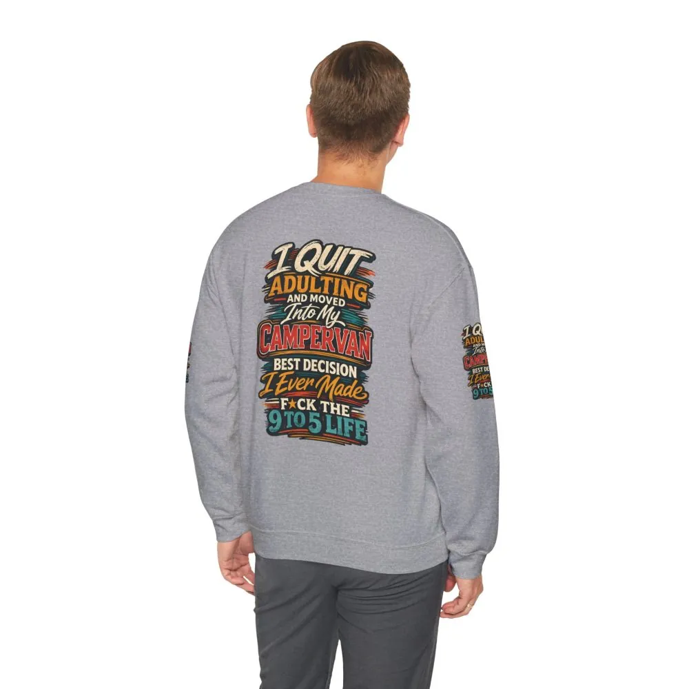 Unisex Heavy Blend™ Crewneck Sweatshirt — "I Quit Adulting" Design F**K-Line