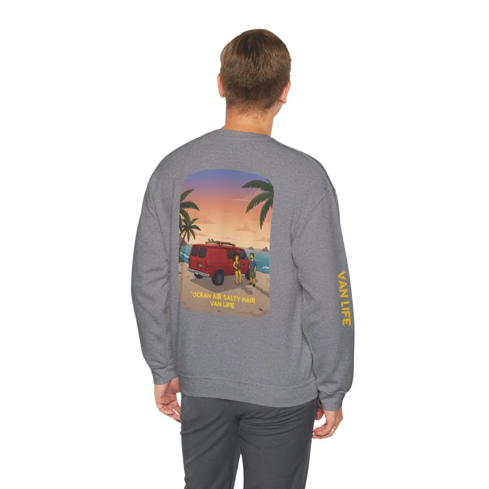 1779540925427112520_2048.jpeg Unisex Heavy Blend™ Crewneck Sweatshirt — "Ocean Air Salty Hair Van Life" Design Sitcom-Line