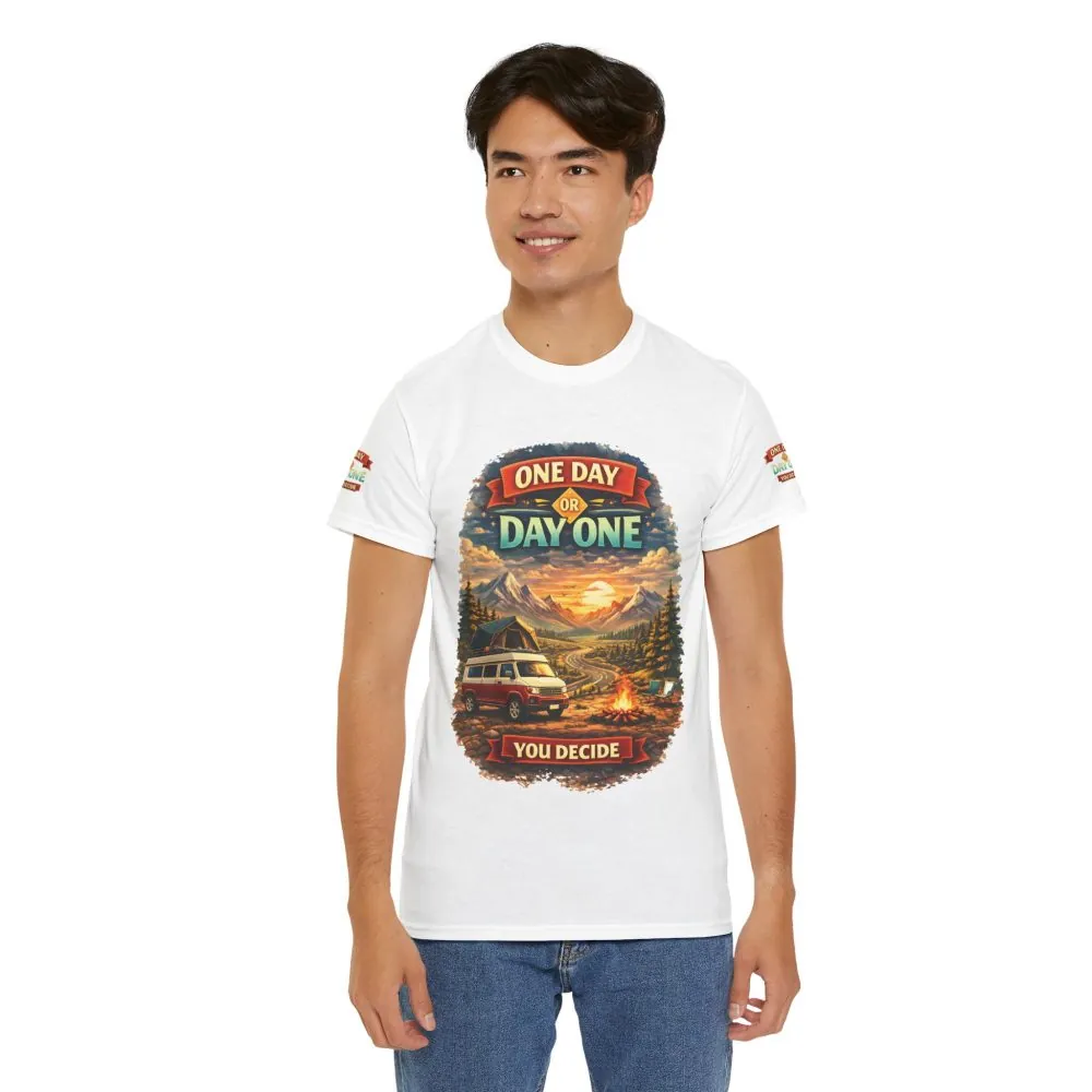 17802523428448768785_2048.jpeg Unisex Heavy Cotton Tee — "One Day Or Day One" Design Scenic-Line