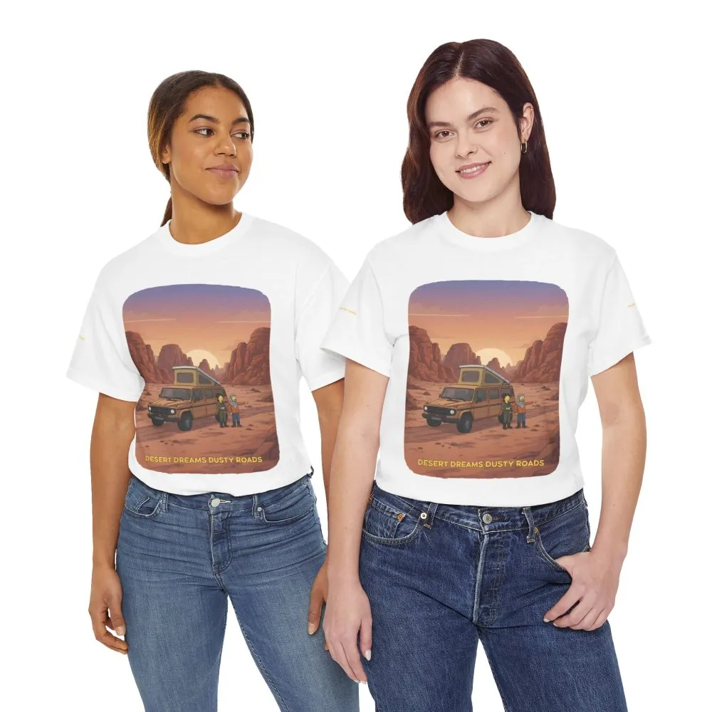 Unisex Heavy Cotton Tee — "Desert Dreams Dusty Roads" Design Sitcom-Line