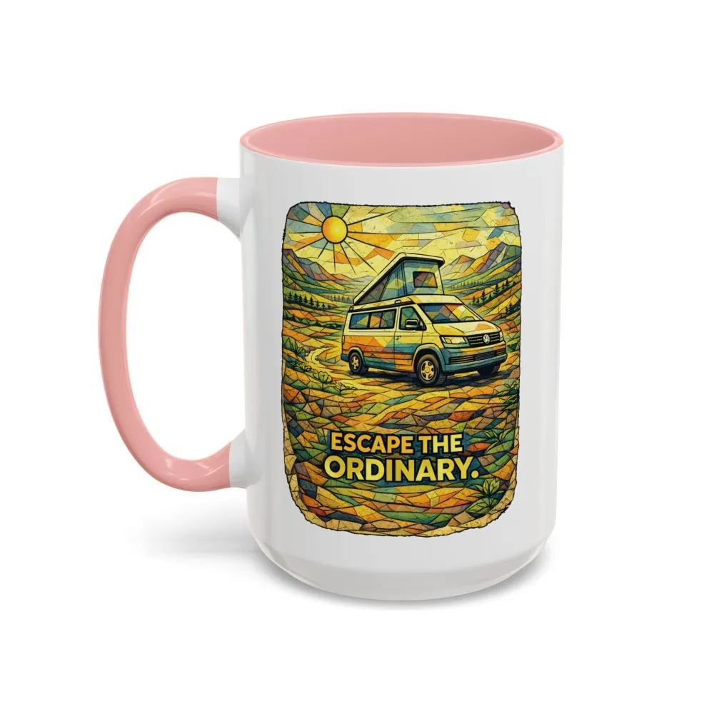 Accent Coffee Mug (11, 15oz) — "Escape The Ordinary" Design Cubic-Line