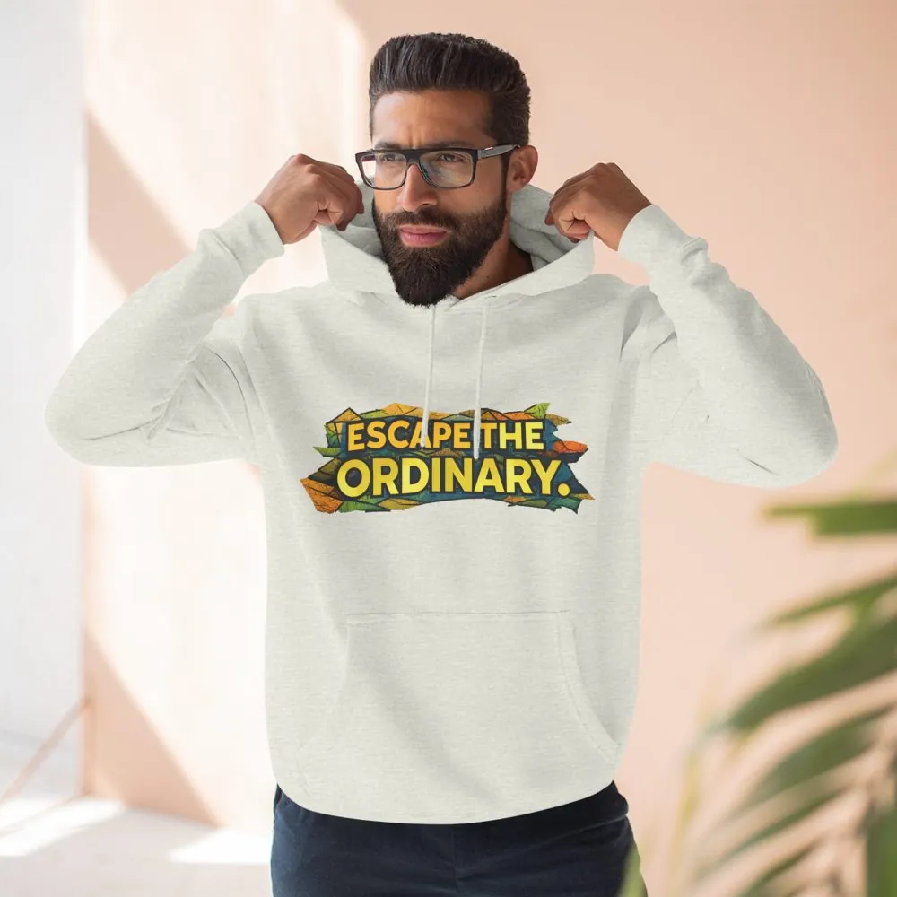 Three-Panel Fleece Hoodie - "Escape The Ordinary" Design Cubic-Line