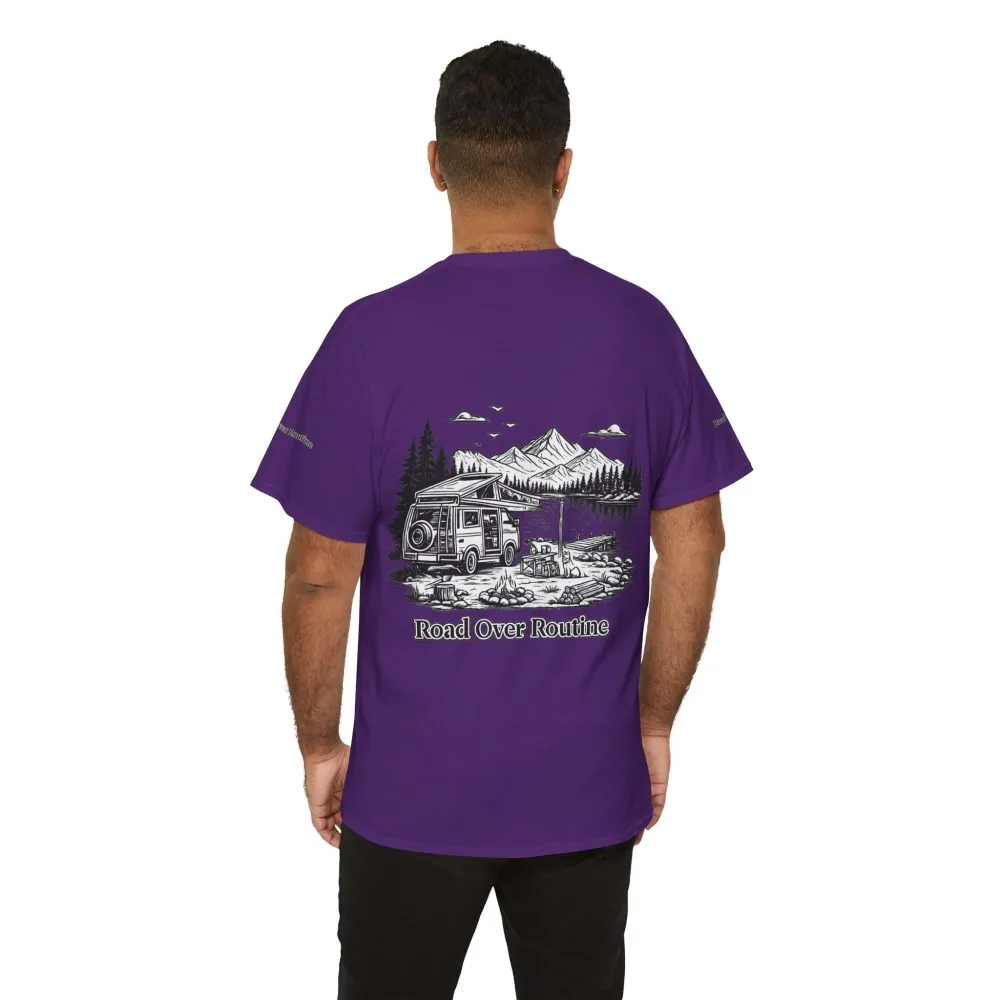 1782933592185158905_2048.jpeg Unisex Heavy Cotton Tee — "Road Over Routine" Design Minimal-Line
