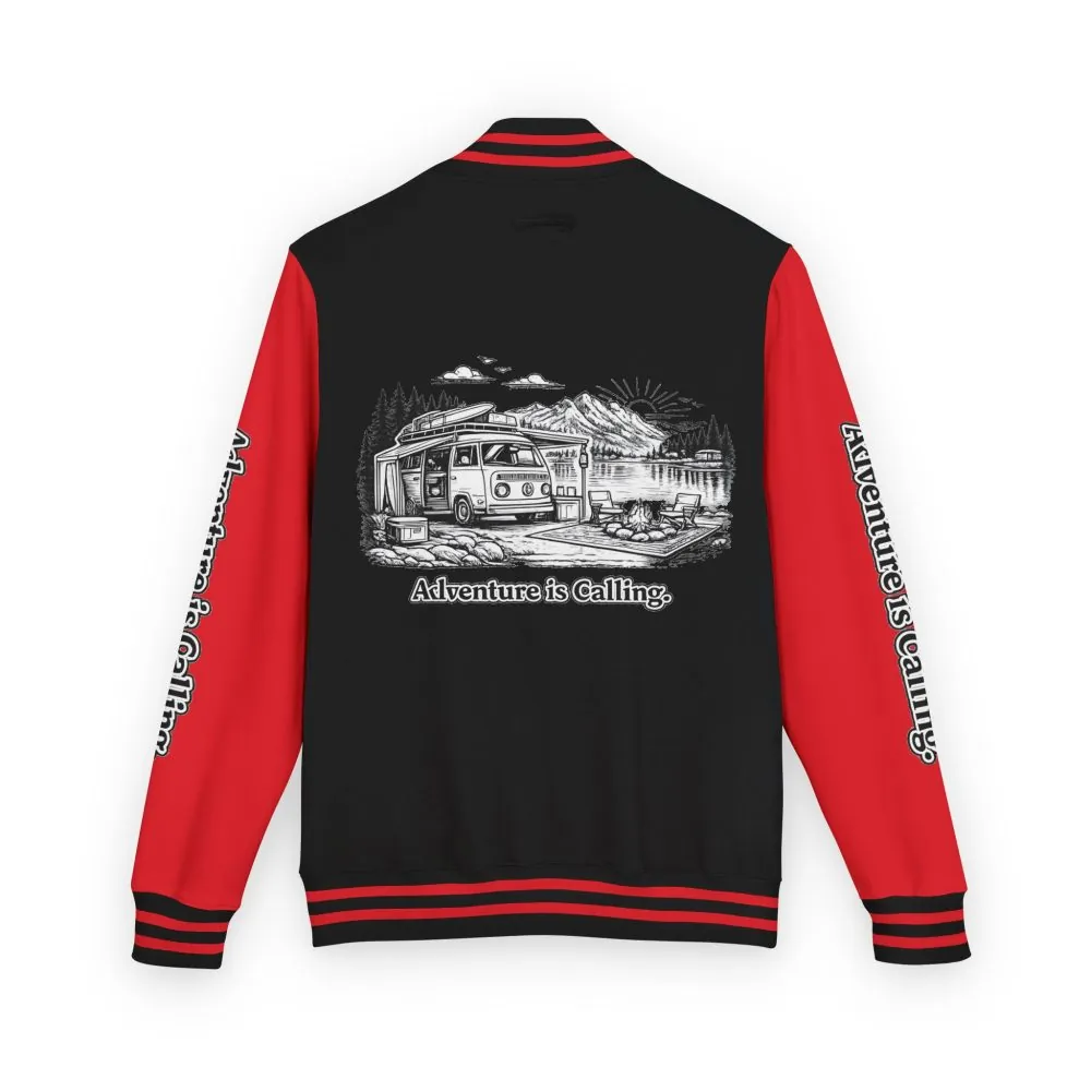 Unisex Heavyweight Letterman Jacket — "Adventure Is Calling" Travel Varsity Coat