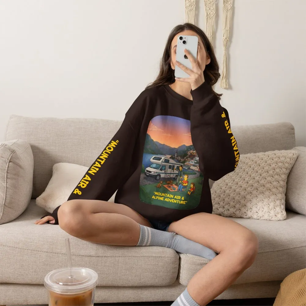 Unisex Heavy Blend™ Crewneck Sweatshirt — "Mountain Air-Alpine Adventure" Design Sitcom-Line