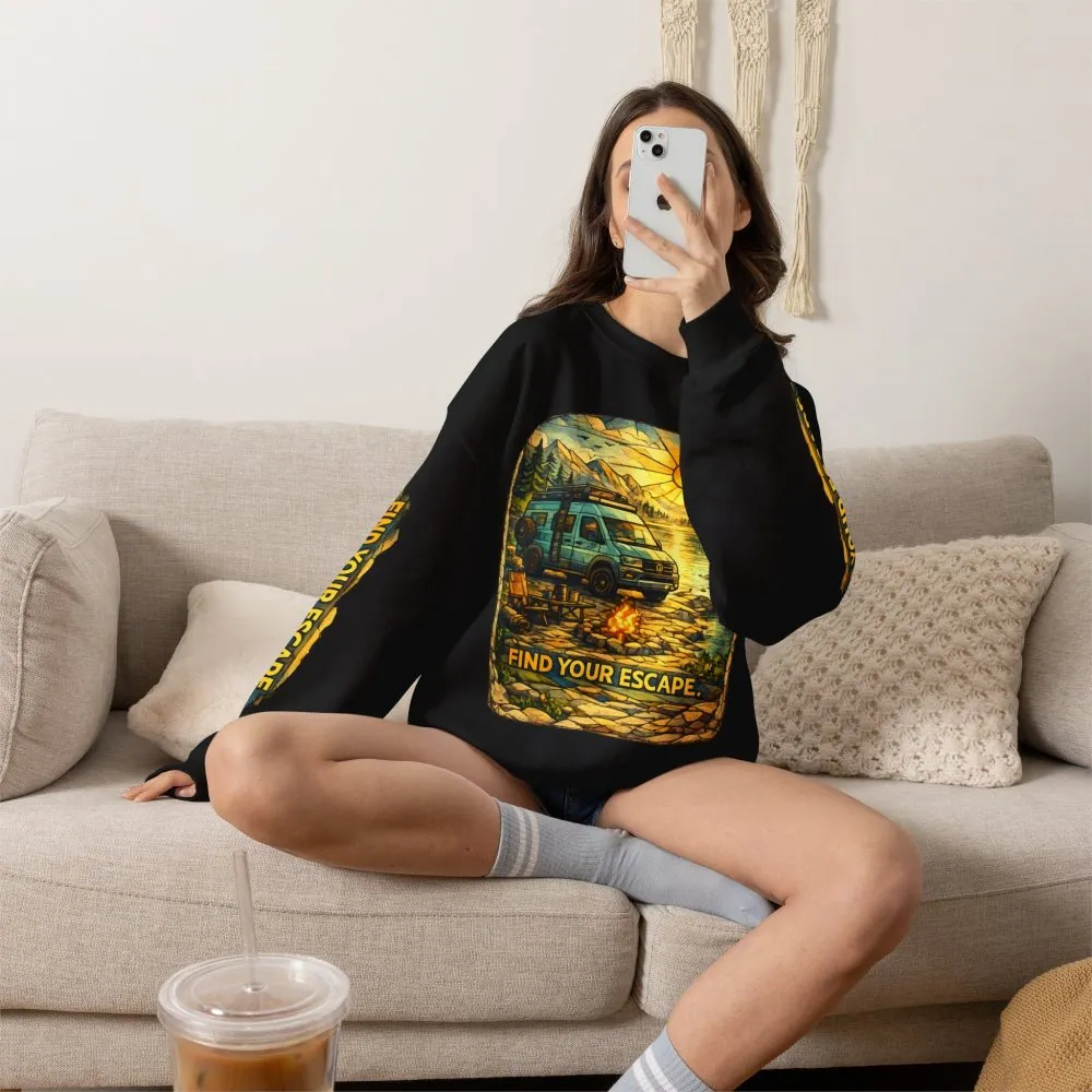 17869770757236790847_2048.jpeg Unisex Heavy Blend™ Crewneck Sweatshirt — "Find Your Escape" Design Cubic-Line