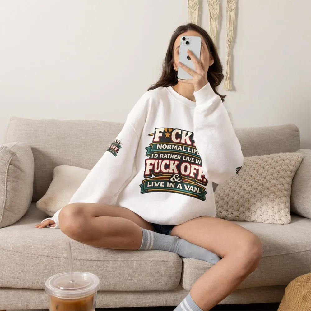 Unisex Heavy Blend™ Crewneck Sweatshirt — "Fuck A Normal Life" Design F**K-Line