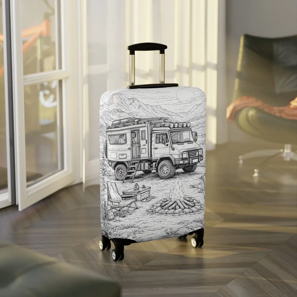 17871213195906664327_2048.jpeg Luggage Cover — Adventure Camper Sketch Travel Suitcase