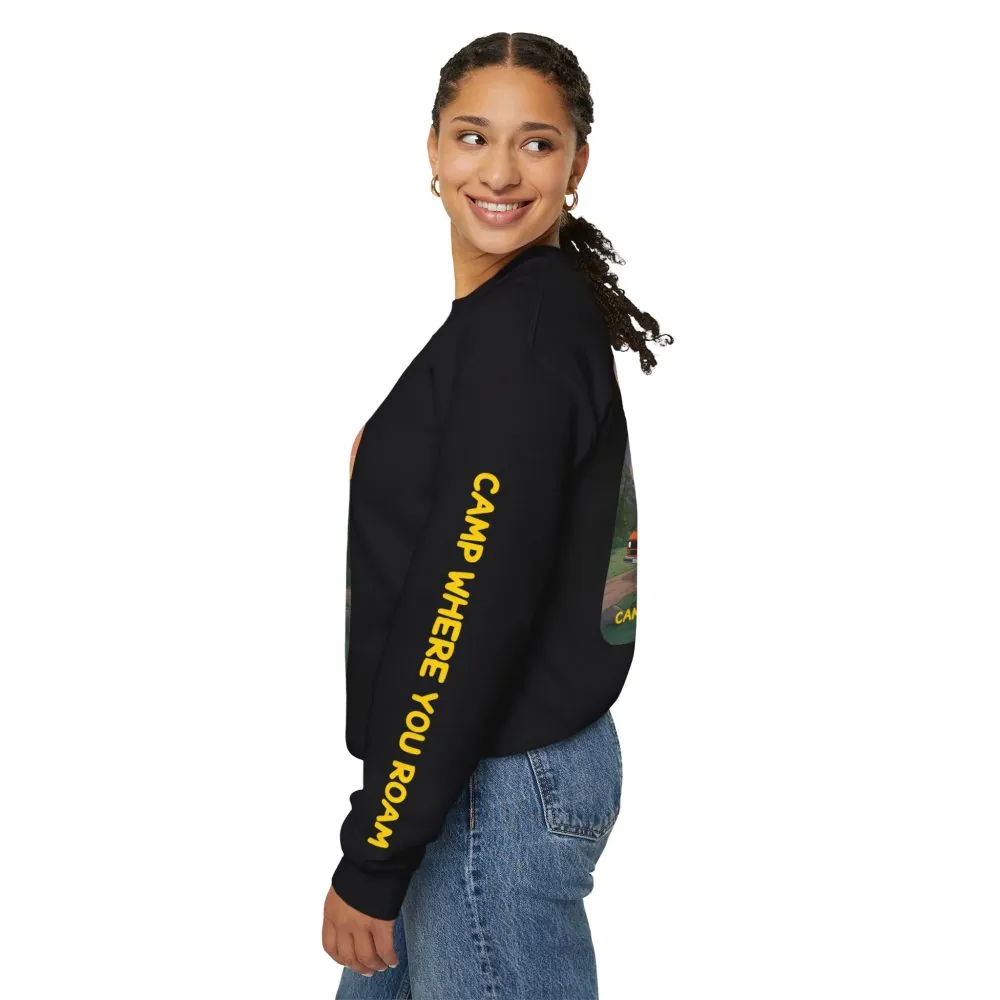 Unisex Heavy Blend™ Crewneck Sweatshirt — "Camp Where You Roam" Design Sitcom-Line