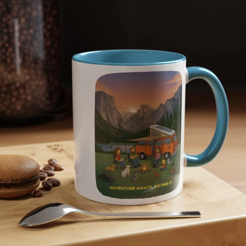 Accent Coffee Mug (11, 15oz) — "Adventure Awaits-Go Find It"" Design Sitcom-Line