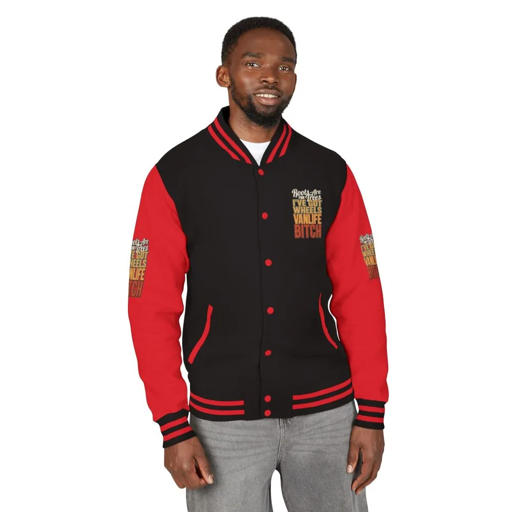 Unisex Heavyweight Letterman Jacket — "Roots Are For Trees" Design F**K-Line