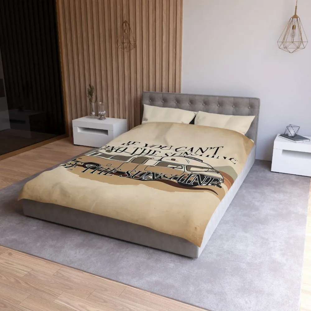 Duvet Cover - 'If You Can't Find the Sunshine, Be the Sunshine' Vintage Camper Bedding