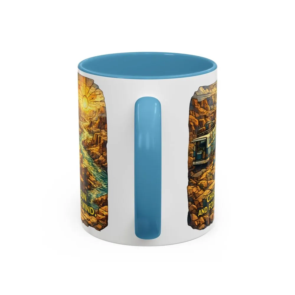 17886719962180243372_2048.jpeg Accent Coffee Mug (11, 15oz) — "Chase The Sun And Follow The Wind" Design Cubic-Line