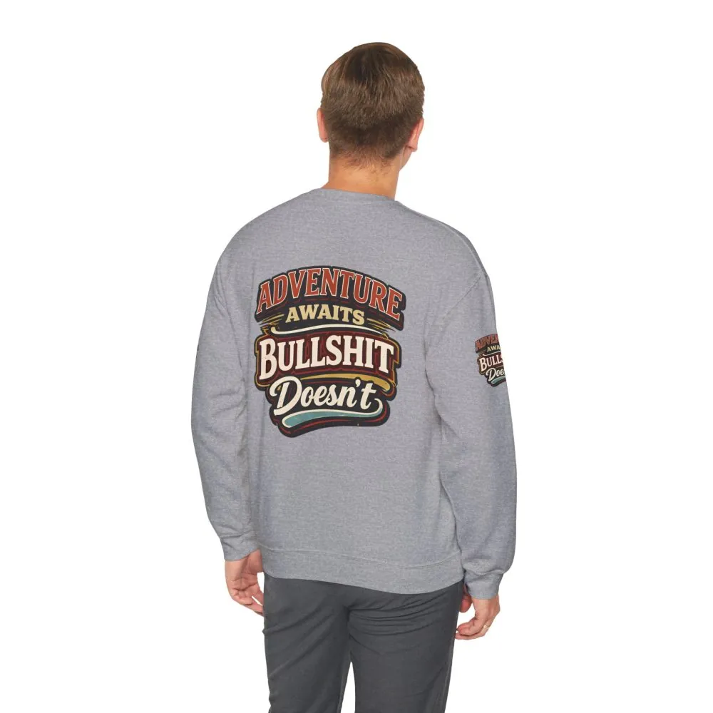 Unisex Heavy Blend™ Crewneck Sweatshirt — "Adventure Awaits" Design F**K-Line