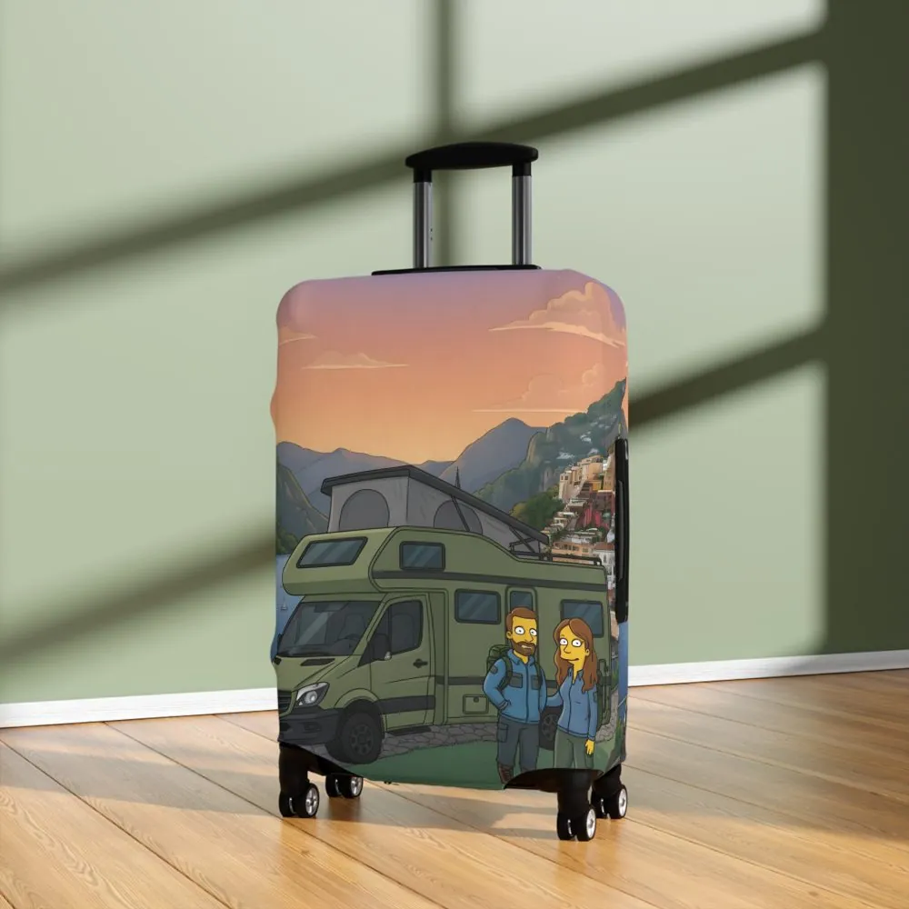 Luggage Cover — Adventure Camper Sketch Travel Suitcase(Design Sitcom-Line)