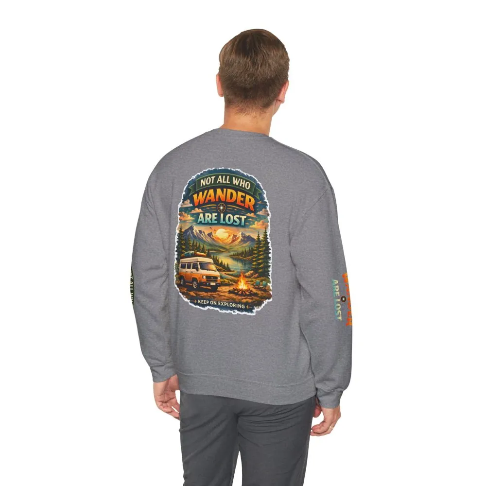 17897859588893458540_2048.jpeg Unisex Heavy Blend™ Crewneck Sweatshirt — "Not All Who Wander Are Lost" Design Scenic-Line