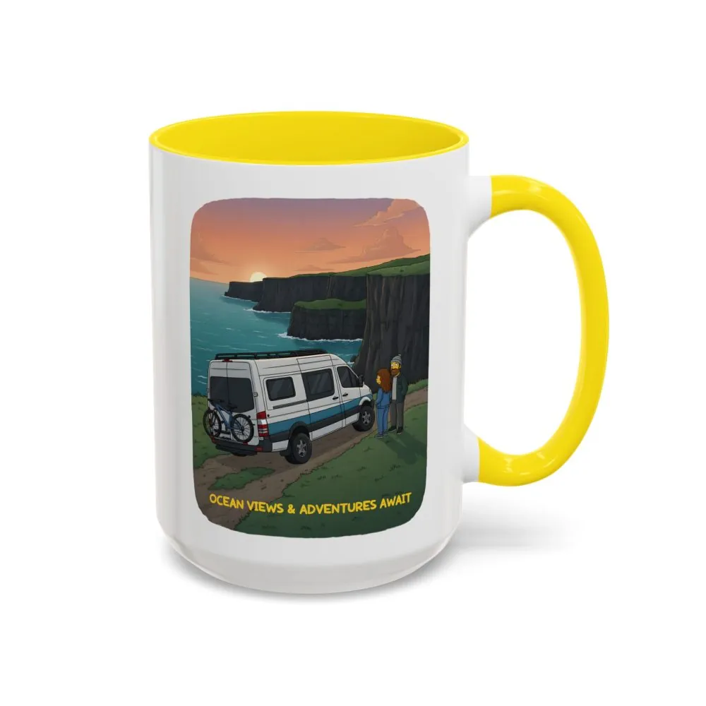 Accent Coffee Mug (11, 15oz) — "Ocean Views-Adventures Awaits" Design Sitcom-Line