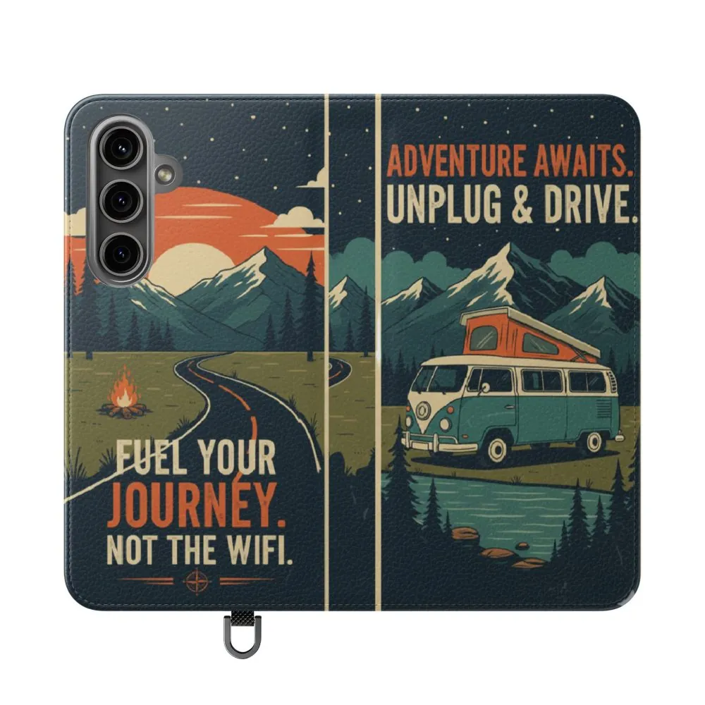 Flip Phone Case — "Fuel Your Journey, Not the Wifi" Wallet Cover