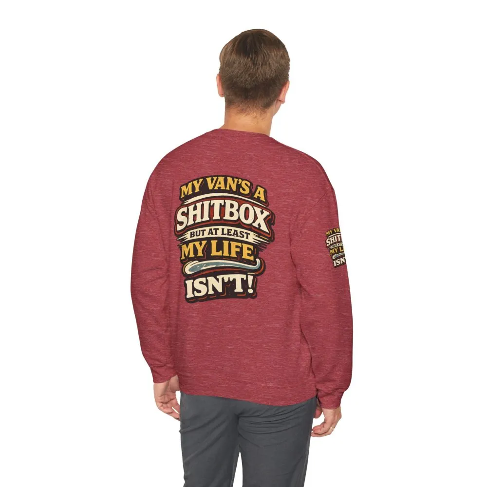 Unisex Heavy Blend™ Crewneck Sweatshirt — "My Van`s A Shitbox" Design F**K-Line