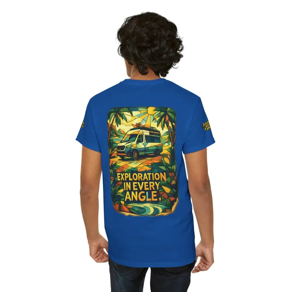 Unisex Heavy Cotton Tee — "Exploration In Every Angle" Design Cubic-Line