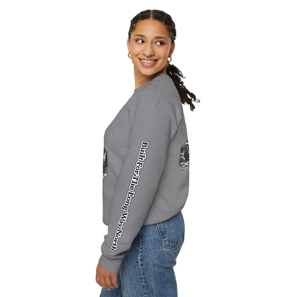 Unisex Heavy Blend™ Crewneck Sweatshirt — "Built For The Long Way North" Design Minimal-Line