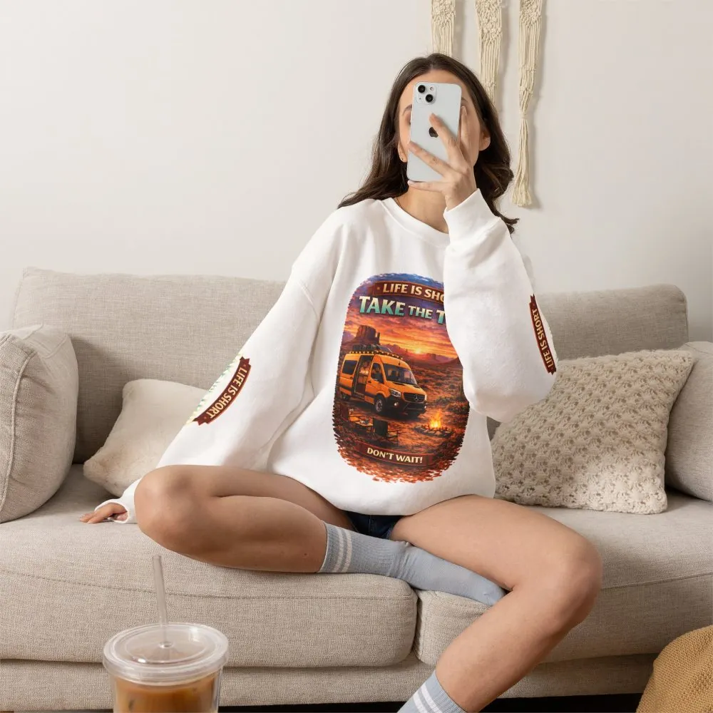 Unisex Heavy Blend™ Crewneck Sweatshirt — "Life Is To Short-Take The Trip" Design Scenic-Line