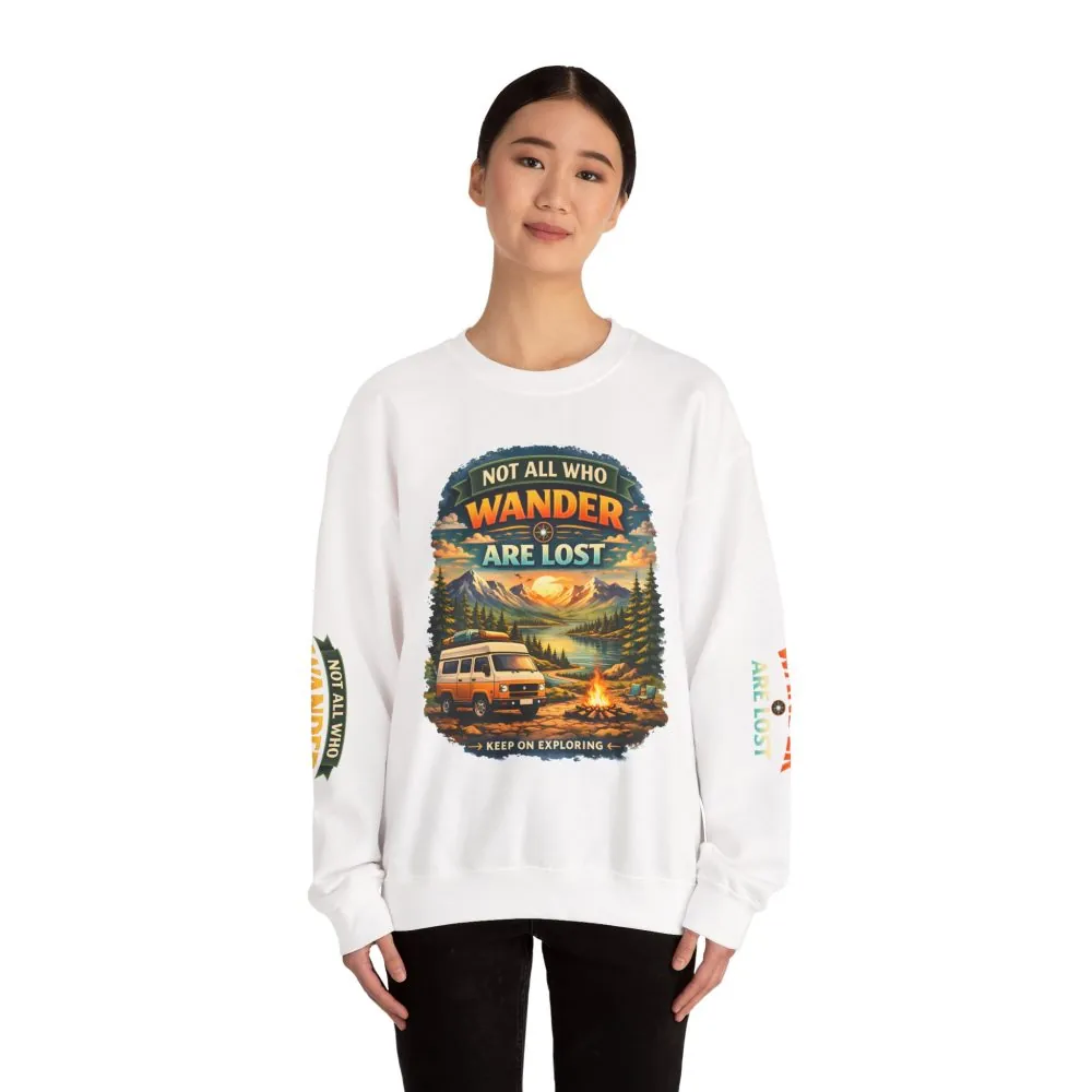 17929932301584356219_2048.jpeg Unisex Heavy Blend™ Crewneck Sweatshirt — "Not All Who Wander Are Lost" Design Scenic-Line