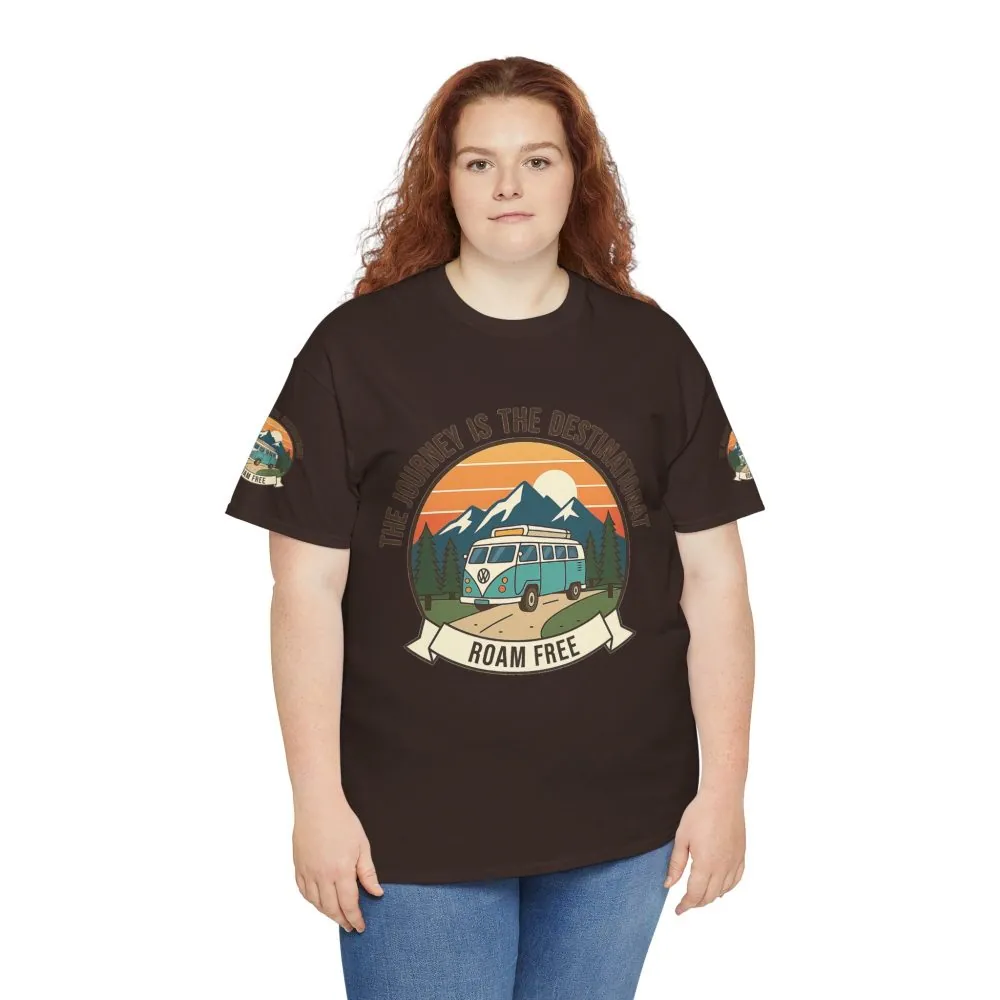 17937688667033867154_2048.jpeg Unisex Heavy Cotton Tee — "The Journey Is The Destination" Roam Free Travel Shirt