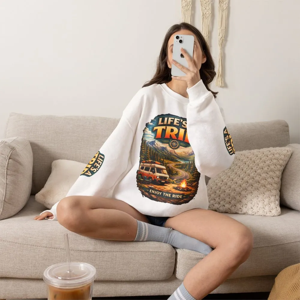 Unisex Heavy Blend™ Crewneck Sweatshirt — "Life s A Trip" Design Scenic-Line