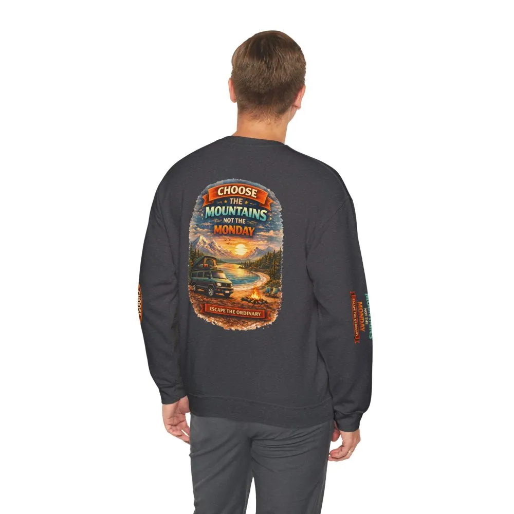 Unisex Heavy Blend™ Crewneck Sweatshirt — "Choose The Mountens" Design Scenic-Line