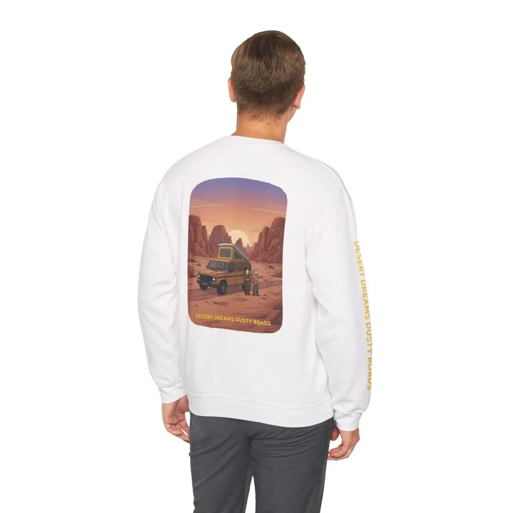 Unisex Heavy Blend™ Crewneck Sweatshirt — "Desert Dreams Dusty Roads" Design Sitcom-Line