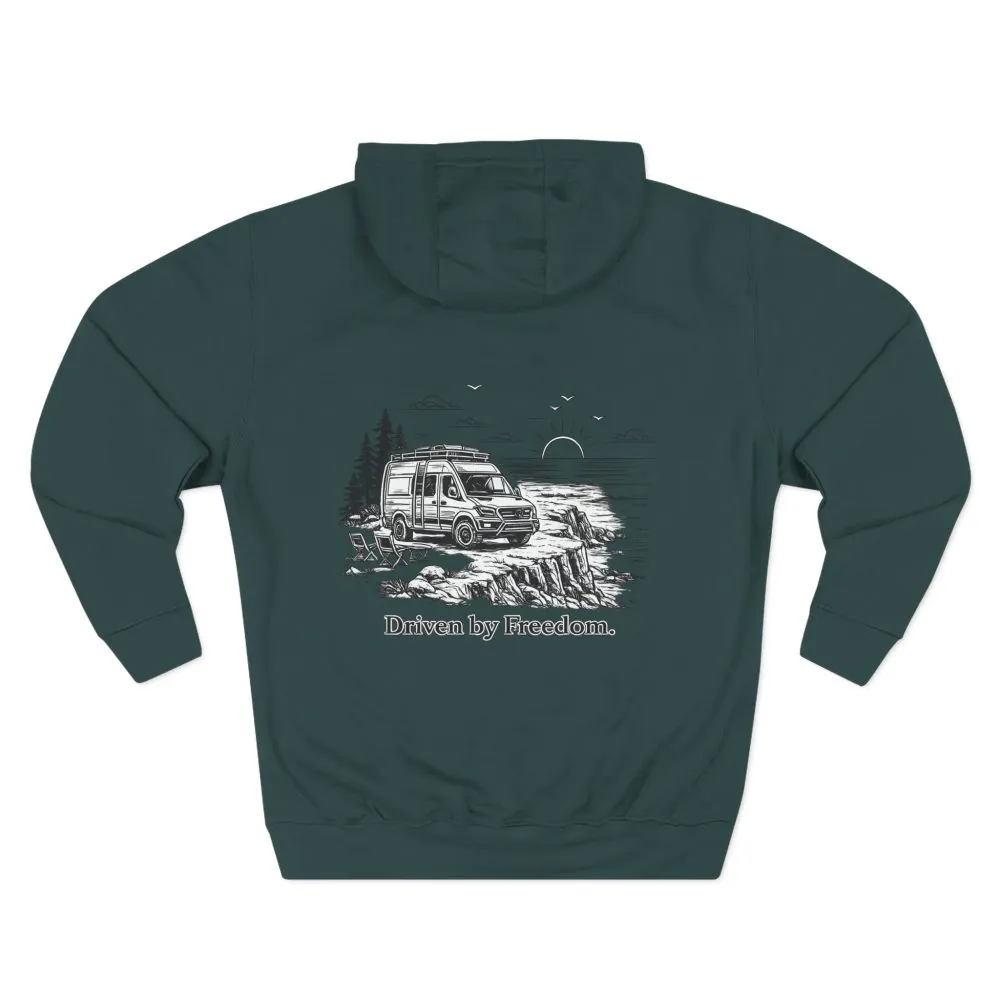 17976142942391229963_2048.jpeg Three-Panel Fleece Hoodie - "Driven By Freedom" Design Minimal-Line