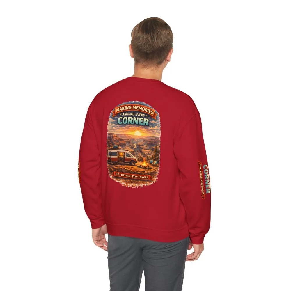 Unisex Heavy Blend™ Crewneck Sweatshirt — "Making Memories Around Every Corner" Design Scenic-Line