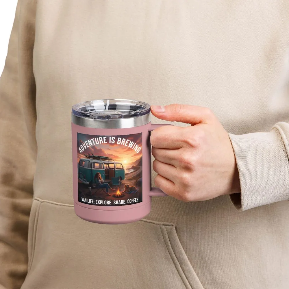 17990878361668437449_2048.jpeg Coffee Mug Tumbler, 15oz-- "Adventure Is Brewing"