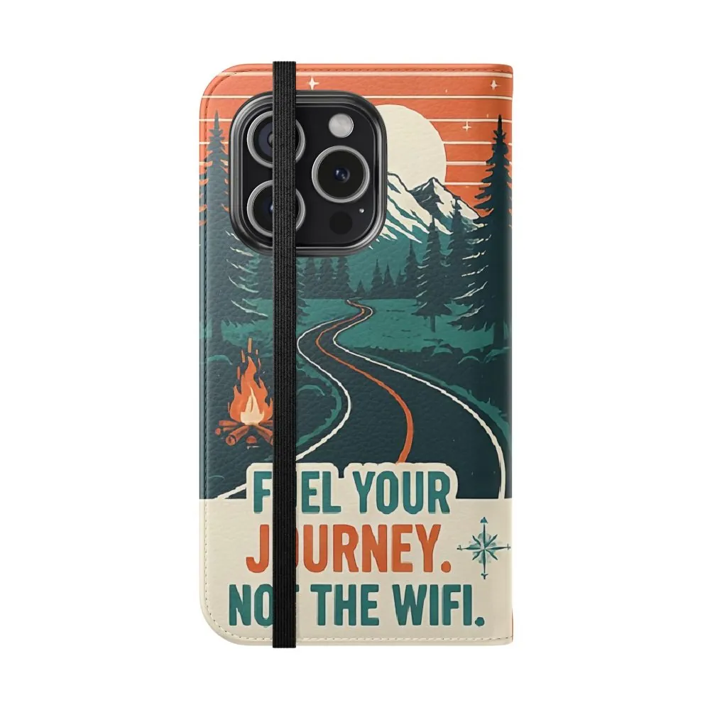 Flip Phone Case — "Adventure Awaits, Fuel Your Journey, Not the WiFi" Wallet Cover