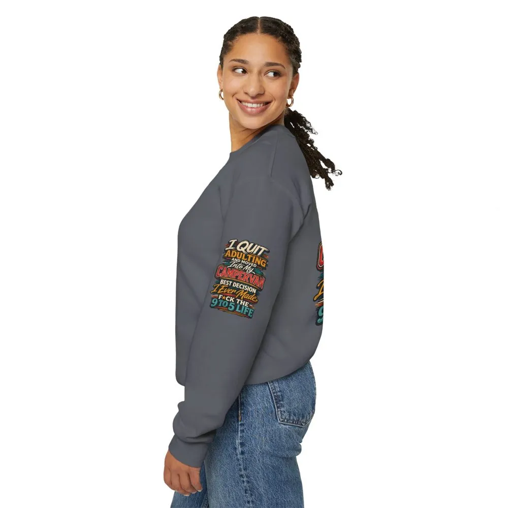 Unisex Heavy Blend™ Crewneck Sweatshirt — "I Quit Adulting" Design F**K-Line