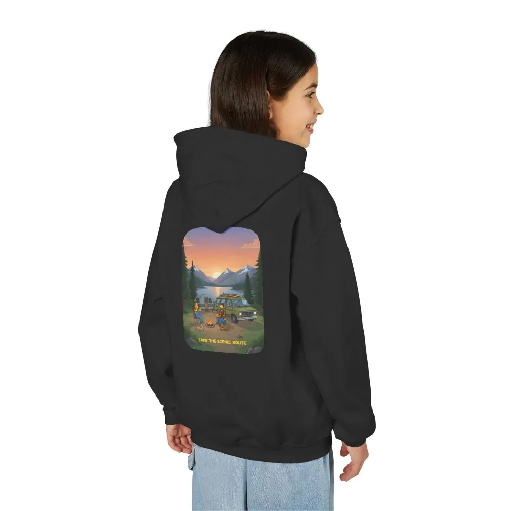 Youth Hoodie(Gildan) – "Take The Scenic Route" (Design Sitcom-Line)