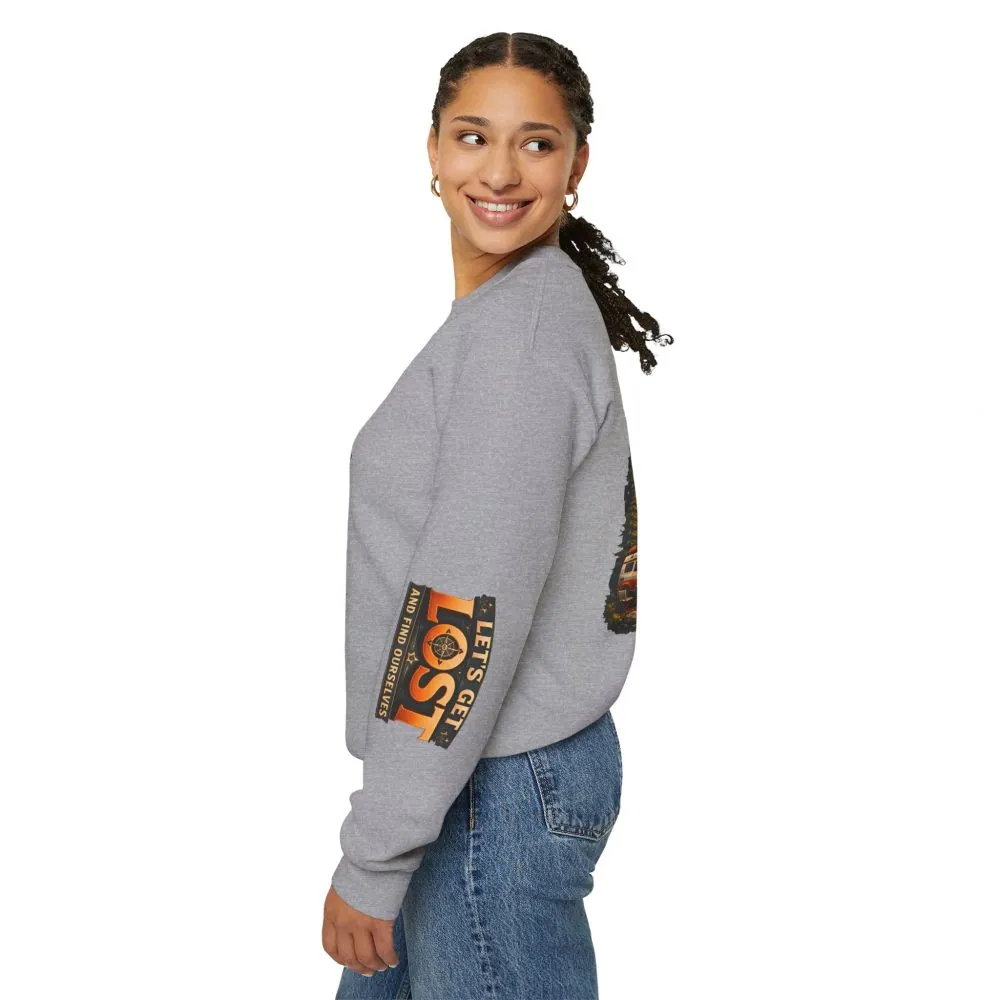 Unisex Heavy Blend™ Crewneck Sweatshirt — "Let´s Get Lost And Found Ourselfs" Design Scenic-Line